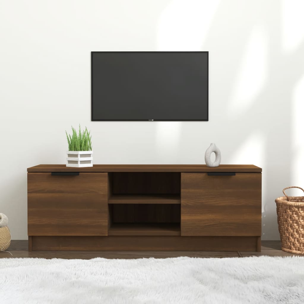 Wooden TV Stand 102cm Wide With 2 Doors - Vantage Home
