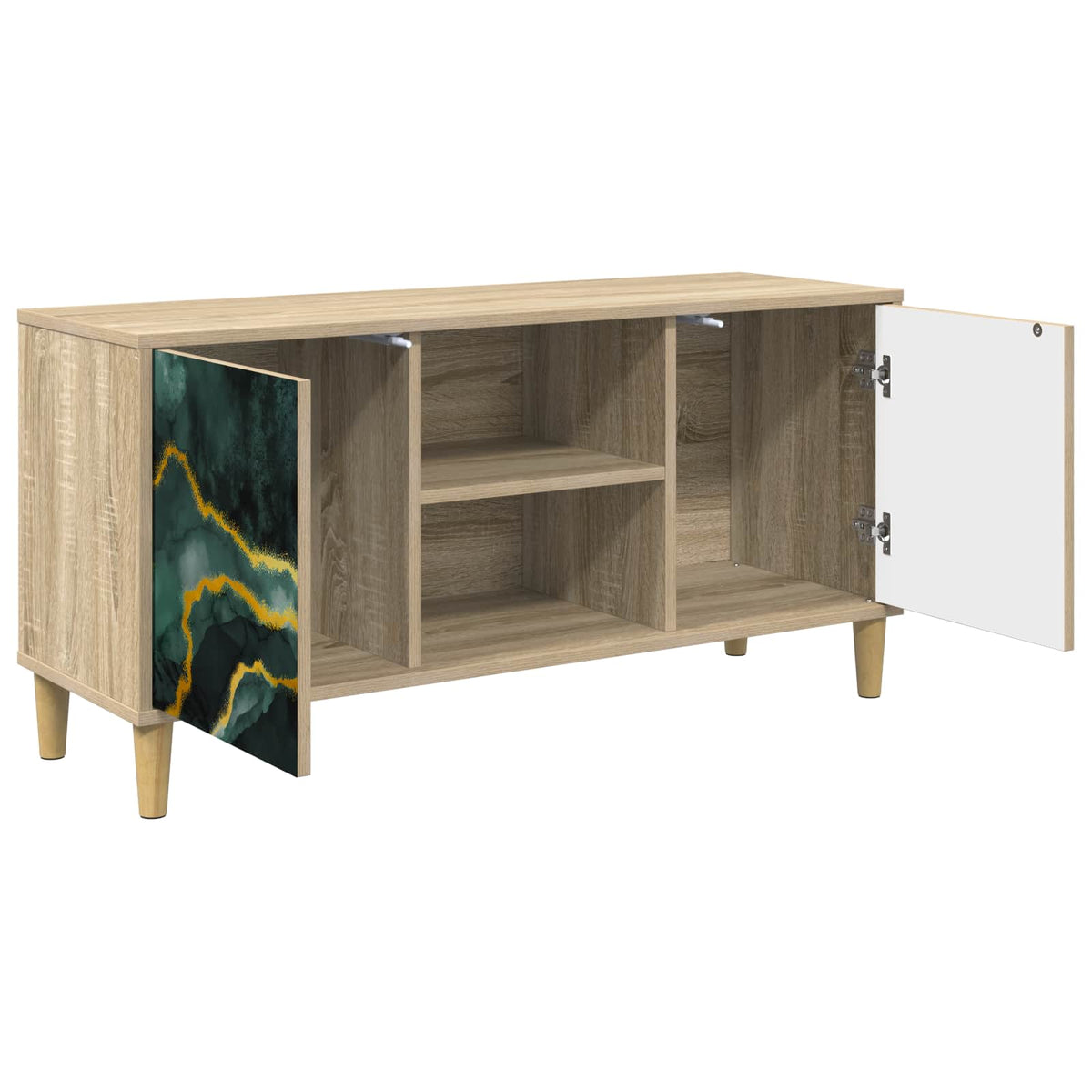 Wooden TV Stand 102cm Wide With 2 Doors - Wijhe