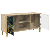 Wooden TV Stand 102cm Wide With 2 Doors - Wijhe