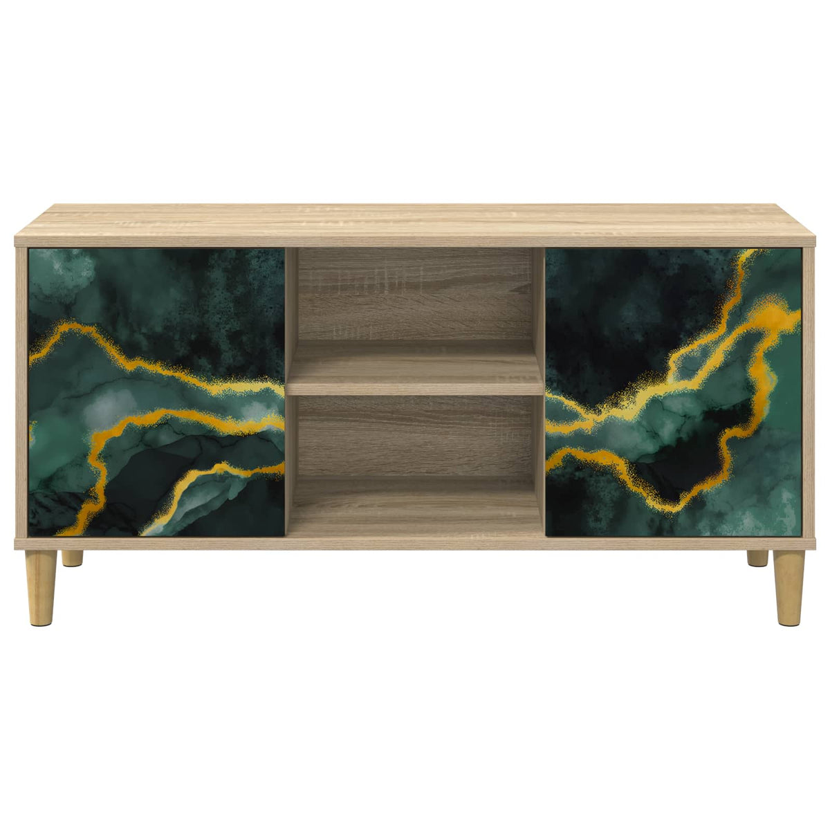 Wooden TV Stand 102cm Wide With 2 Doors - Wijhe