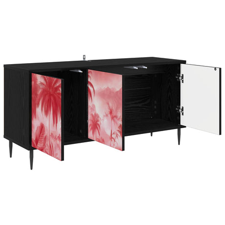 Wooden TV Stand 102cm Wide With 3 Doors And Raised Feet - Aachen