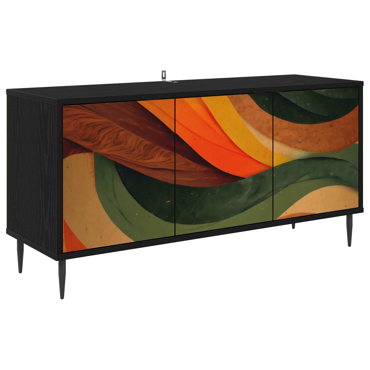 Wooden TV Stand 102cm Wide With 3 Doors And Raised Feet - Bonn