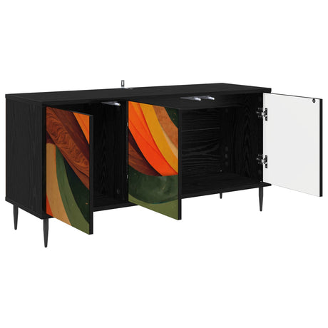 Wooden TV Stand 102cm Wide With 3 Doors And Raised Feet - Bonn