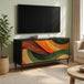 Wooden TV Stand 102cm Wide With 3 Doors And Raised Feet - Bonn