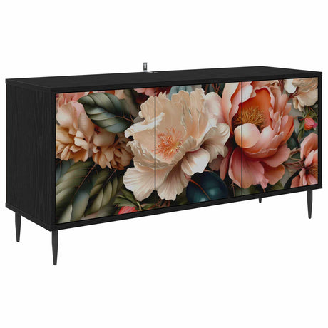 Wooden TV Stand 102cm Wide With 3 Doors And Raised Feet - Borne