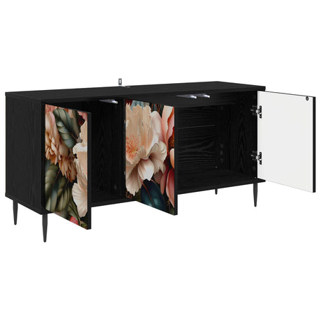 Wooden TV Stand 102cm Wide With 3 Doors And Raised Feet - Borne