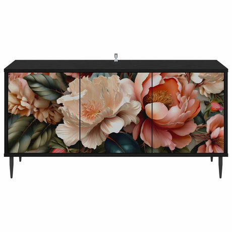 Wooden TV Stand 102cm Wide With 3 Doors And Raised Feet - Borne