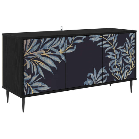 Wooden TV Stand 102cm Wide With 3 Doors And Raised Feet - Dokkum