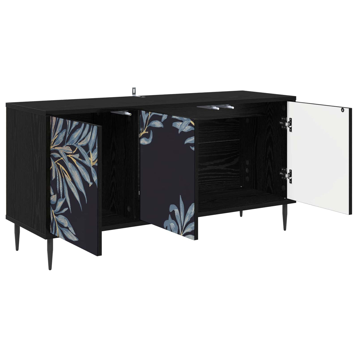 Wooden TV Stand 102cm Wide With 3 Doors And Raised Feet - Dokkum