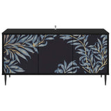 Wooden TV Stand 102cm Wide With 3 Doors And Raised Feet - Dokkum