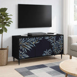 Wooden TV Stand 102cm Wide With 3 Doors And Raised Feet - Dokkum