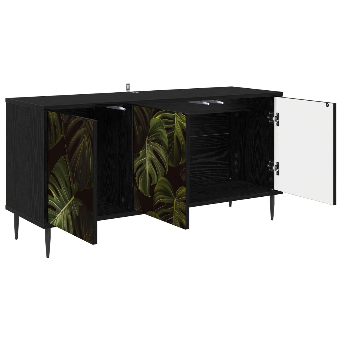 Wooden TV Stand 102cm Wide With 3 Doors And Raised Feet - Elburg