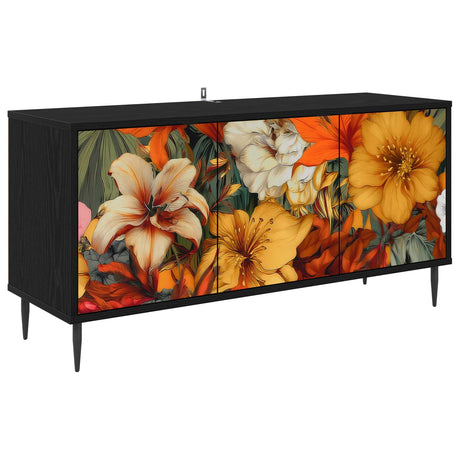 Wooden TV Stand 102cm Wide With 3 Doors And Raised Feet - Gennep