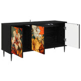 Wooden TV Stand 102cm Wide With 3 Doors And Raised Feet - Gennep