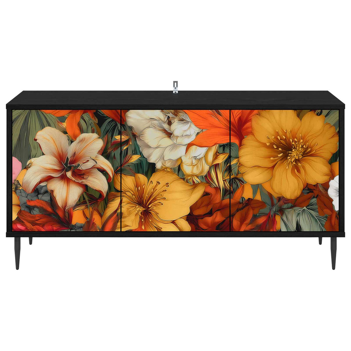 Wooden TV Stand 102cm Wide With 3 Doors And Raised Feet - Gennep