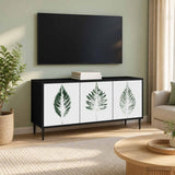 Wooden TV Stand 102cm Wide With 3 Doors And Raised Feet - Hanau