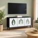 Wooden TV Stand 102cm Wide With 3 Doors And Raised Feet - Hanau
