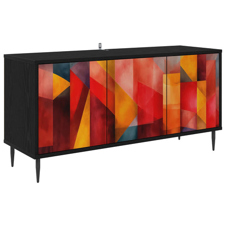 Wooden TV Stand 102cm Wide With 3 Doors And Raised Feet - Heesch