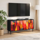 Wooden TV Stand 102cm Wide With 3 Doors And Raised Feet - Heesch