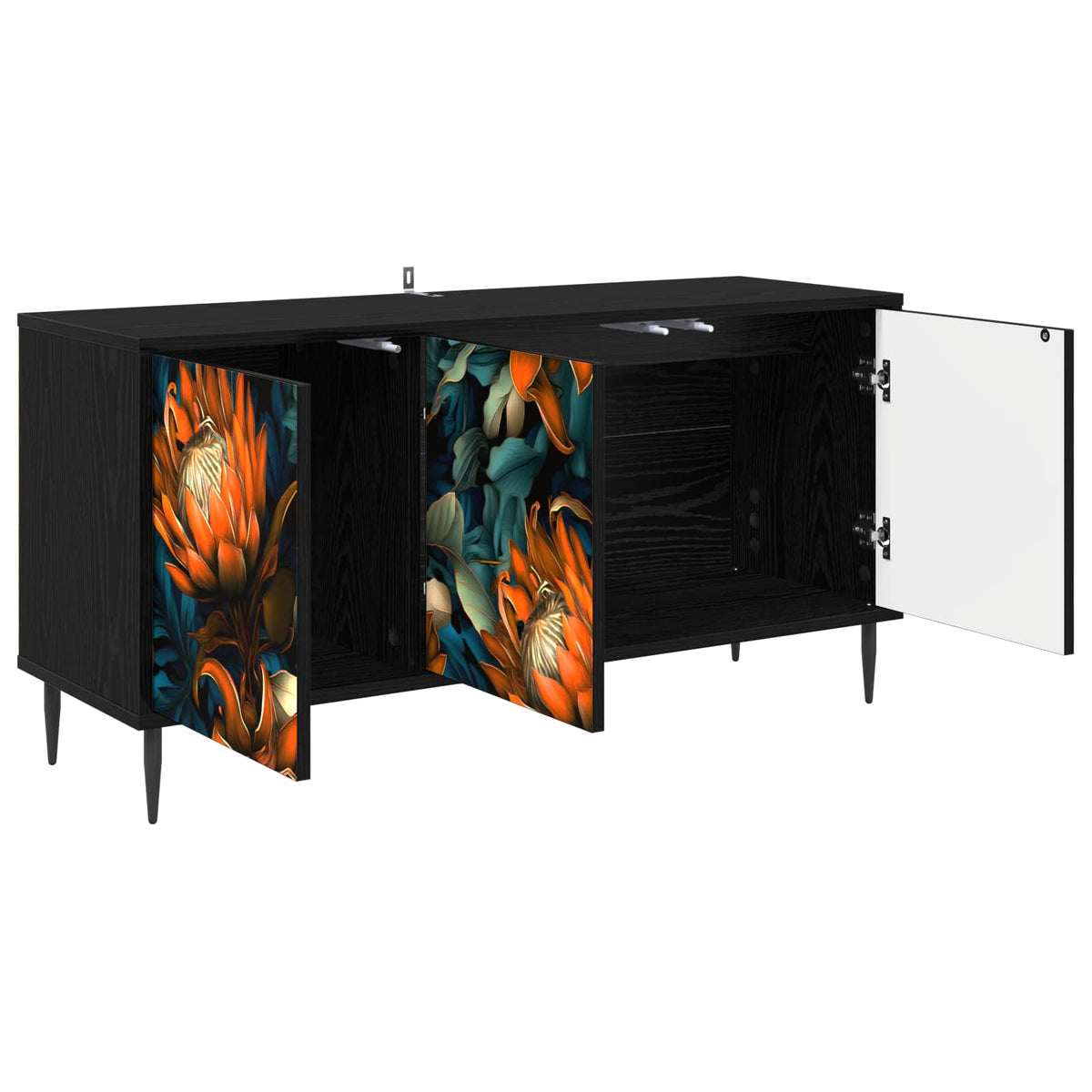 Wooden TV Stand 102cm Wide With 3 Doors And Raised Feet - Lochem