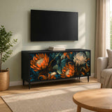 Wooden TV Stand 102cm Wide With 3 Doors And Raised Feet - Lochem