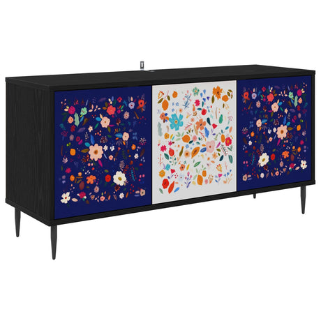 Wooden TV Stand 102cm Wide With 3 Doors And Raised Feet - Mainz