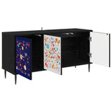 Wooden TV Stand 102cm Wide With 3 Doors And Raised Feet - Mainz