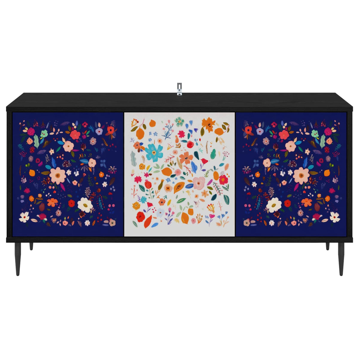 Wooden TV Stand 102cm Wide With 3 Doors And Raised Feet - Mainz