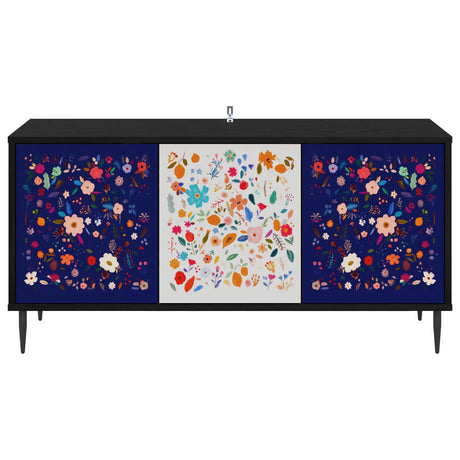 Wooden TV Stand 102cm Wide With 3 Doors And Raised Feet - Mainz