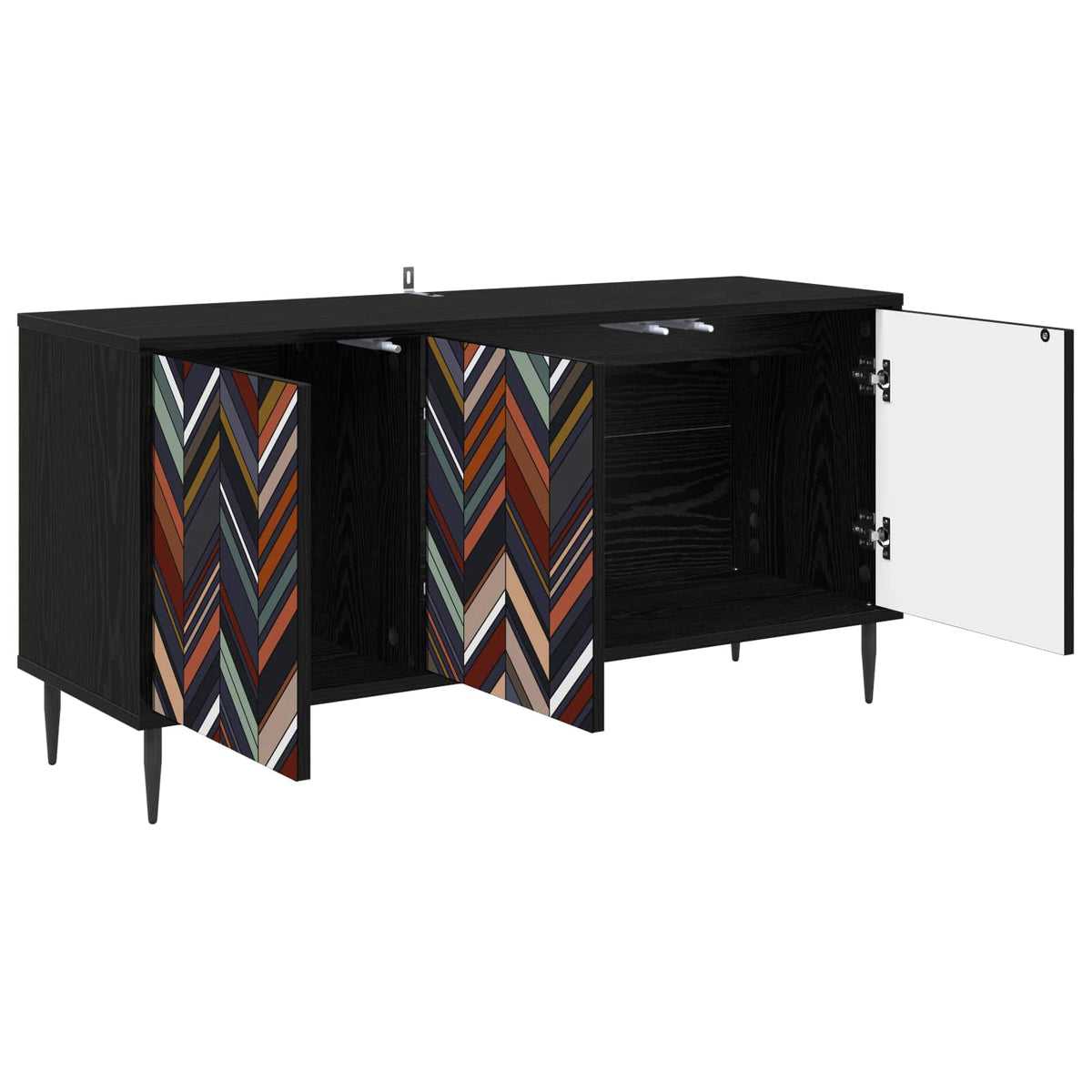 Wooden TV Stand 102cm Wide With 3 Doors And Raised Feet - Ommen