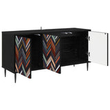 Wooden TV Stand 102cm Wide With 3 Doors And Raised Feet - Ommen