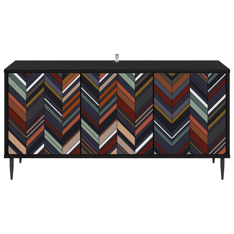 Wooden TV Stand 102cm Wide With 3 Doors And Raised Feet - Ommen