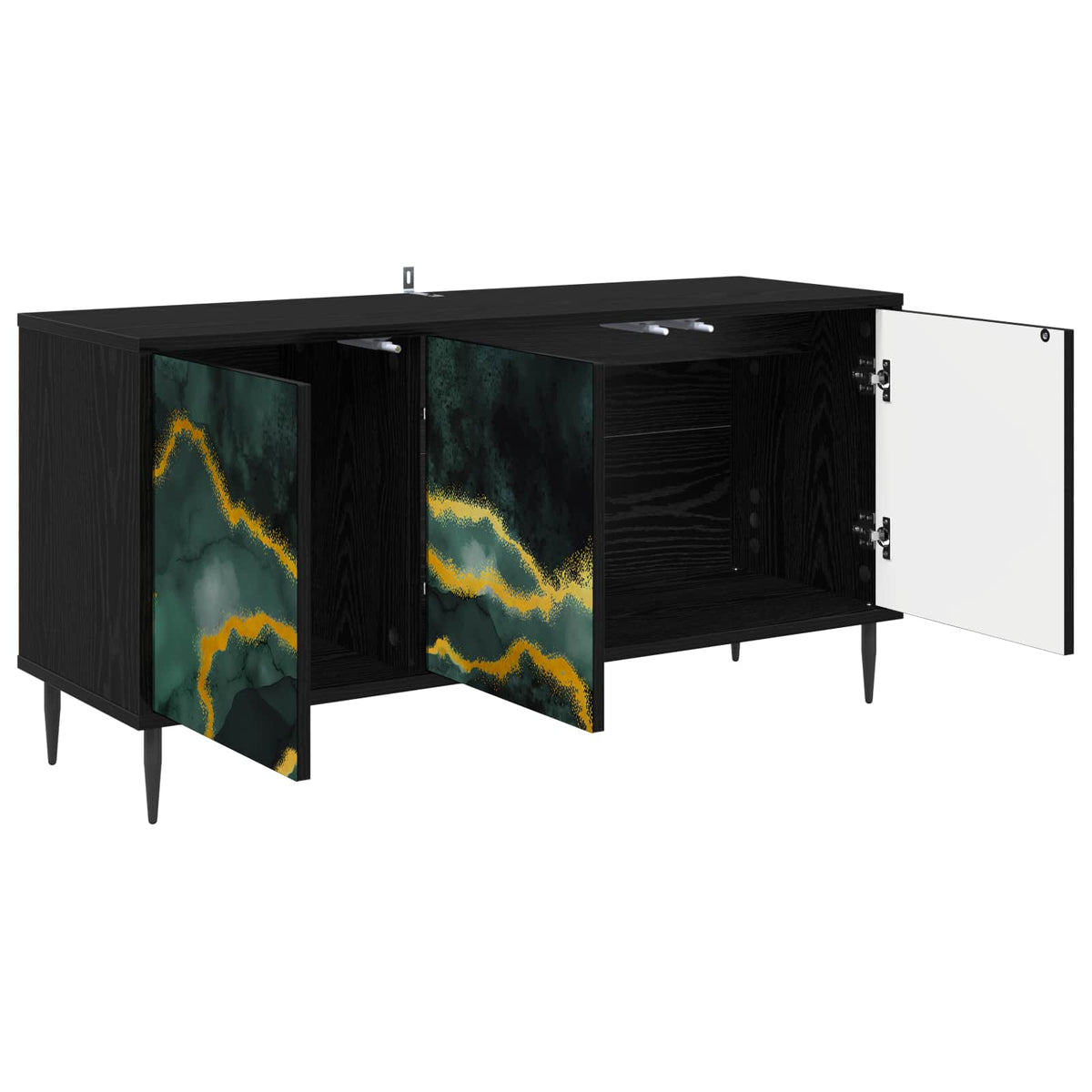Wooden TV Stand 102cm Wide With 3 Doors And Raised Feet - Wijhe