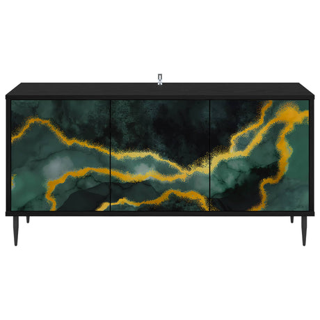 Wooden TV Stand 102cm Wide With 3 Doors And Raised Feet - Wijhe