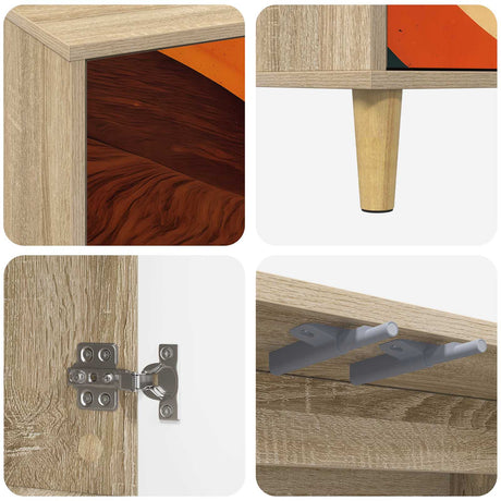 Wooden TV Stand 102cm Wide With 3 Doors - Bonn