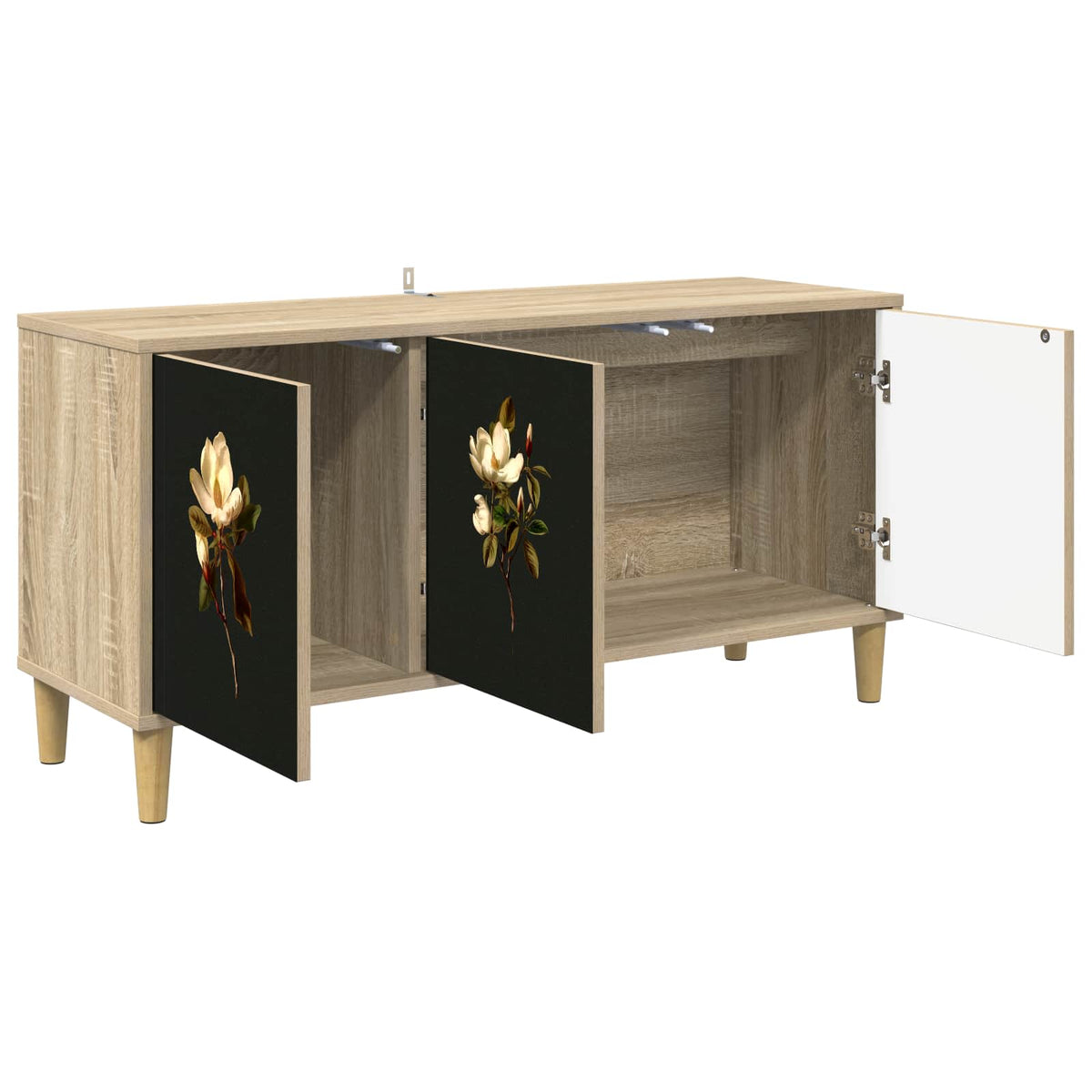 Wooden TV Stand 102cm Wide With 3 Doors - Bremen