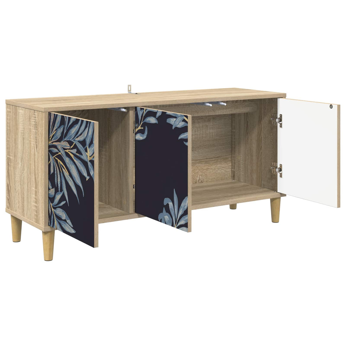 Wooden TV Stand 102cm Wide With 3 Doors - Dokkum