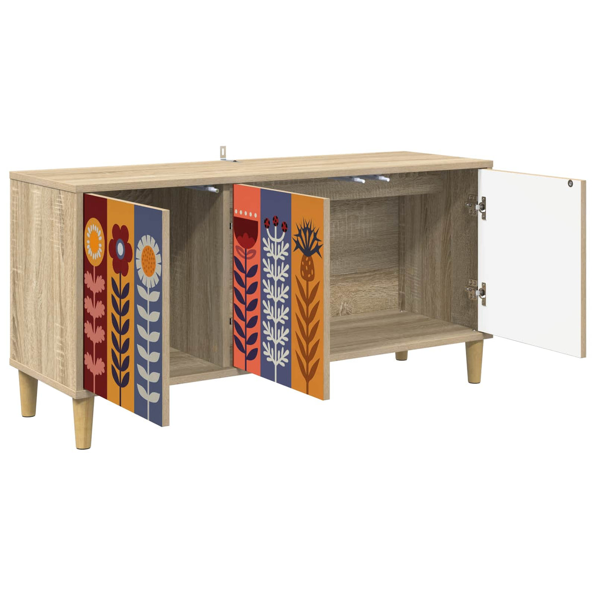 Wooden TV Stand 102cm Wide With 3 Doors - Essen