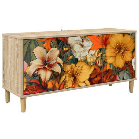 Wooden TV Stand 102cm Wide With 3 Doors - Gennep
