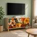 Wooden TV Stand 102cm Wide With 3 Doors - Gennep