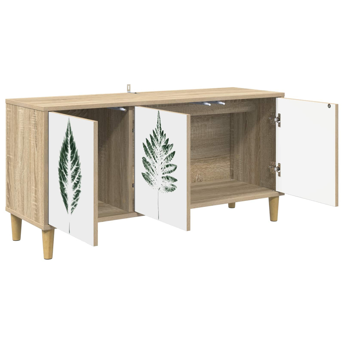 Wooden TV Stand 102cm Wide With 3 Doors - Hanau