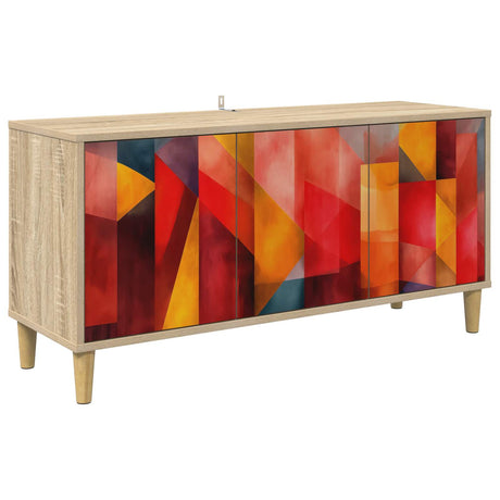 Wooden TV Stand 102cm Wide With 3 Doors - Heesch