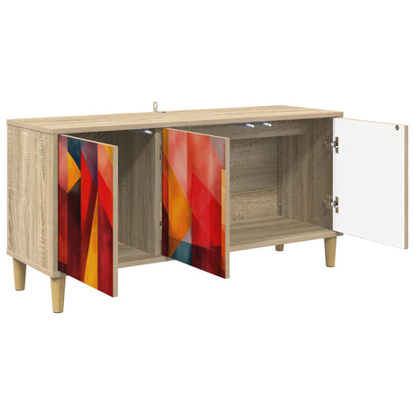 Wooden TV Stand 102cm Wide With 3 Doors - Heesch