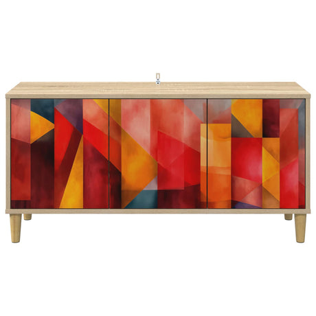 Wooden TV Stand 102cm Wide With 3 Doors - Heesch