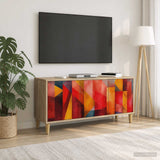 Wooden TV Stand 102cm Wide With 3 Doors - Heesch