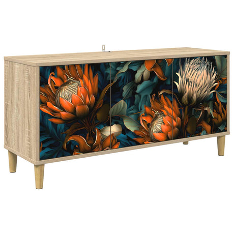 Wooden TV Stand 102cm Wide With 3 Doors - Lochem