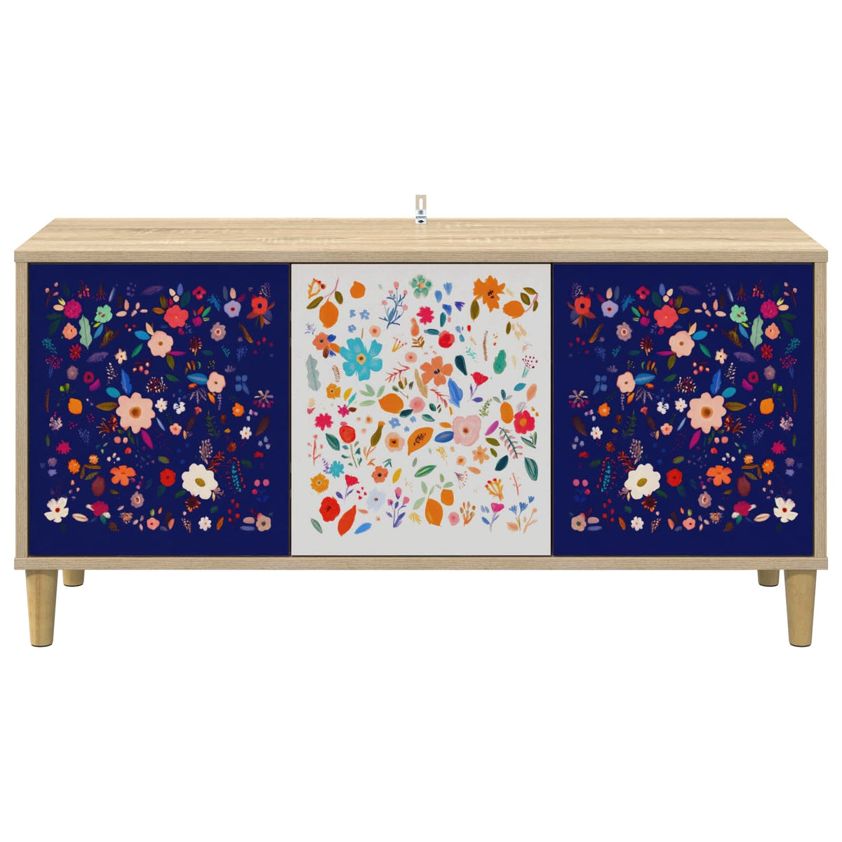 Wooden TV Stand 102cm Wide With 3 Doors - Mainz