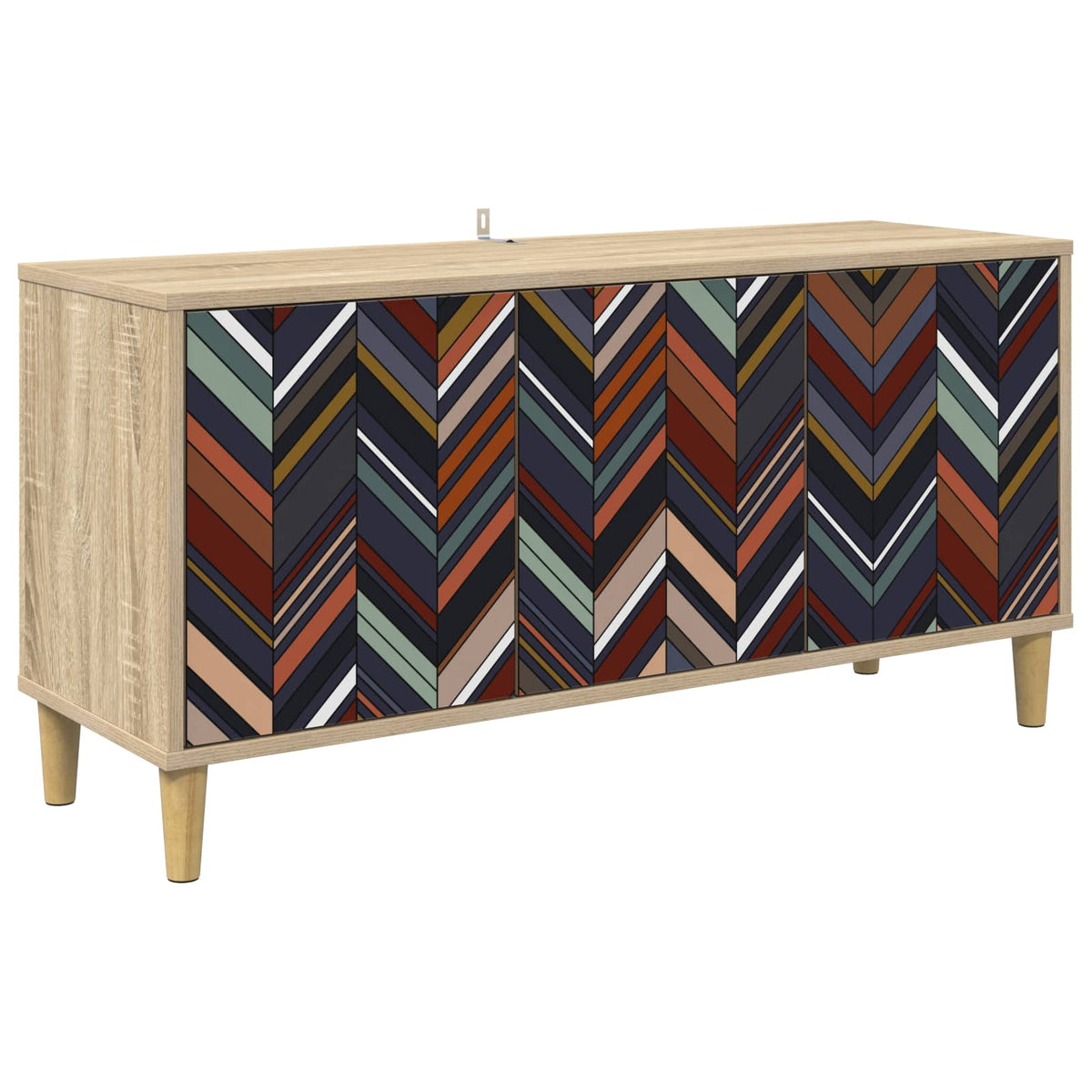 Wooden TV Stand 102cm Wide With 3 Doors - Ommen
