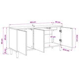 Wooden TV Stand 102cm Wide With 3 Doors - Ommen