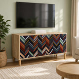 Wooden TV Stand 102cm Wide With 3 Doors - Ommen